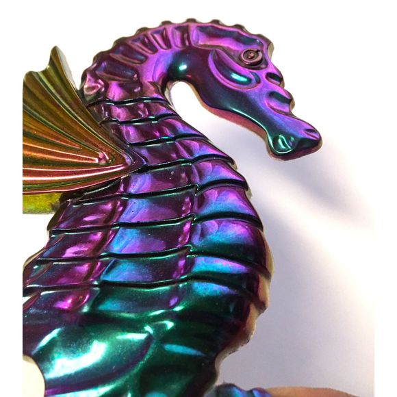 Seahorse Wall Decor Metallic Color Shift Coastal Art - Picture 5 of 10